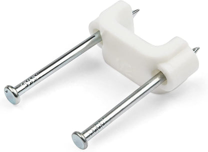 StarTech.com 100 Pack Cable Clips with Nails - Two Steel Nails - Reusable Nail-in Clamps - Brick/Drywall Cable Fasteners - Ethernet Cord/AV/Coax Cable - Mounting Cable Tacks - White - TAA (CBMDNMCC1)