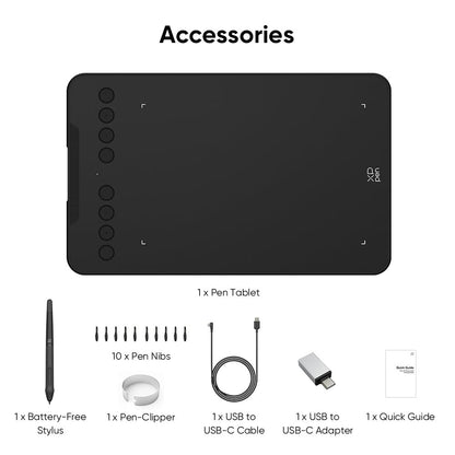 XPPen Updated Deco 01 V3 Drawing Tablet-16384 Levels of Pressure Battery-Free Stylus, 10x6 Inch OSU Graphic Tablet, 8 Hotkeys for Digital Art, Teaching, Gaming Drawing Pad for Chrome, PC, Mac, Android