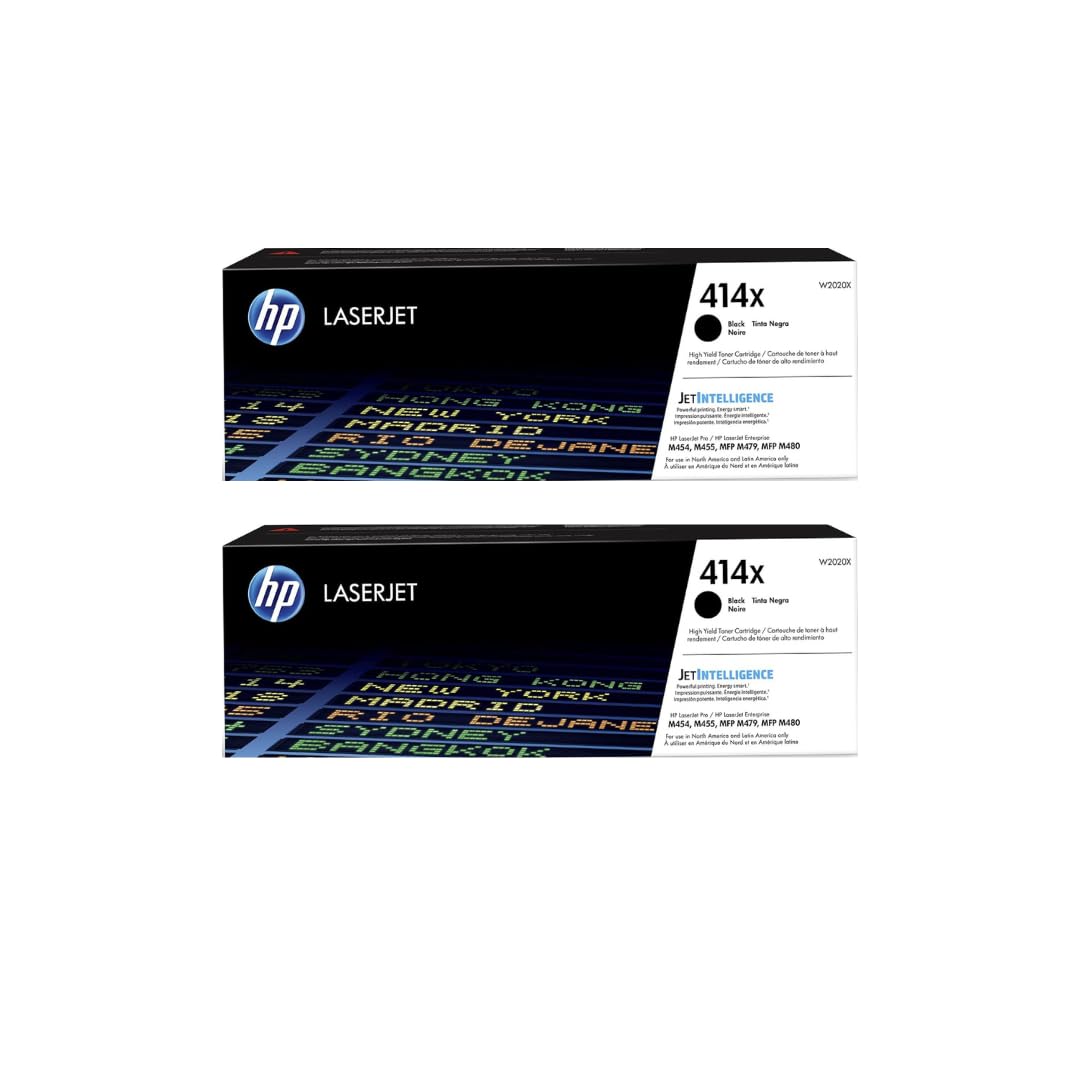 HP 414X High-Yield Toner Cartridge 4-Pack (Black, Cyan, Magenta, Yellow) | Works with Color LaserJet Enterprise M455dn, MFP M480f, Pro M454, MFP M479 Series | W2020XQ1