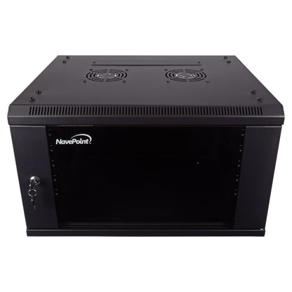NavePoint 15U Server Cabinet Wall Mount Rack Enclosure with Caster Wheels, Includes 2 Fans, Locking Glass Door, Removable Side Panels – 15U Network Cabinet 17.7” Deep, 19”Server Rack for IT Equipment