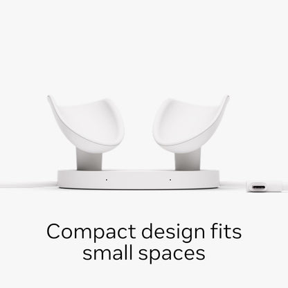Meta Quest Compact Charging Dock — Works with Meta Quest 3/3S — Extended Headset Charging Cable — Wireless Charging for Touch Plus Controllers