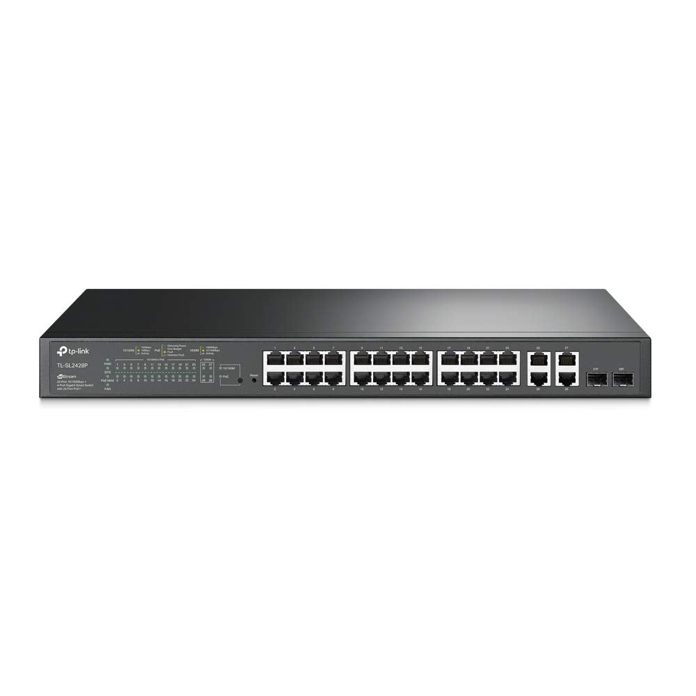 TP-Link Omada SG2428P | Jetstream 24 Port Gigabit Smart Managed PoE Switch | 24 PoE+ Ports @250W, 4 SFP Slots | Omada SDN Integrated | PoE Recovery | IPv6 | Static Routing