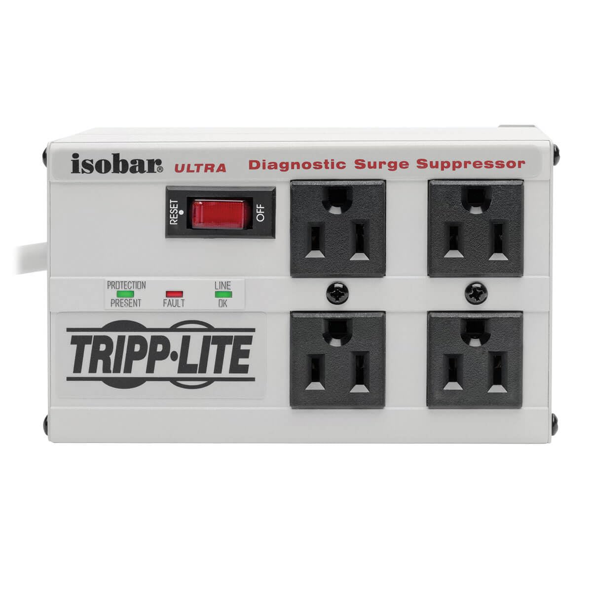 Tripp Lite ISOBAR6ULTRA Isobar 6 Outlet Heavy Duty Power Strip Surge Protector, 3330 Joules, 6ft Cord, Flat Plug, Metal Power Strip, Industrial Garage Work Shop Bench, Under Desk and Wall Mountable