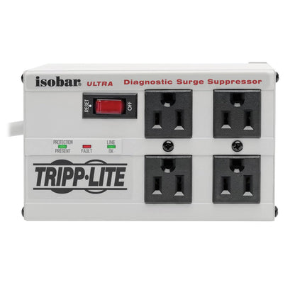 Tripp Lite ISOBAR6ULTRA Isobar 6 Outlet Heavy Duty Power Strip Surge Protector, 3330 Joules, 6ft Cord, Flat Plug, Metal Power Strip, Industrial Garage Work Shop Bench, Under Desk and Wall Mountable
