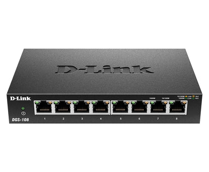 D-Link Ethernet Switch, 5 Port Gigabit Unmanaged Metal Desktop Plug and Play Compact (DGS-105),Black
