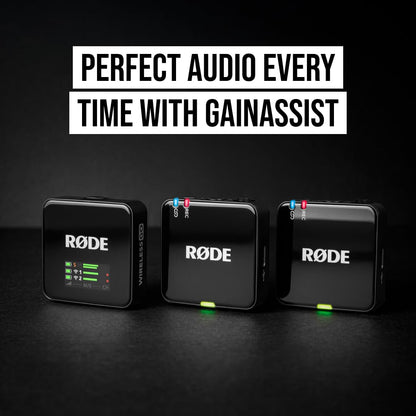 RØDE Wireless GO II Ultra-compact Dual-channel Wireless Microphone System with Built-in Microphones, On-board Recording and 200m Range for Filmmaking, Interviews and Content Creation