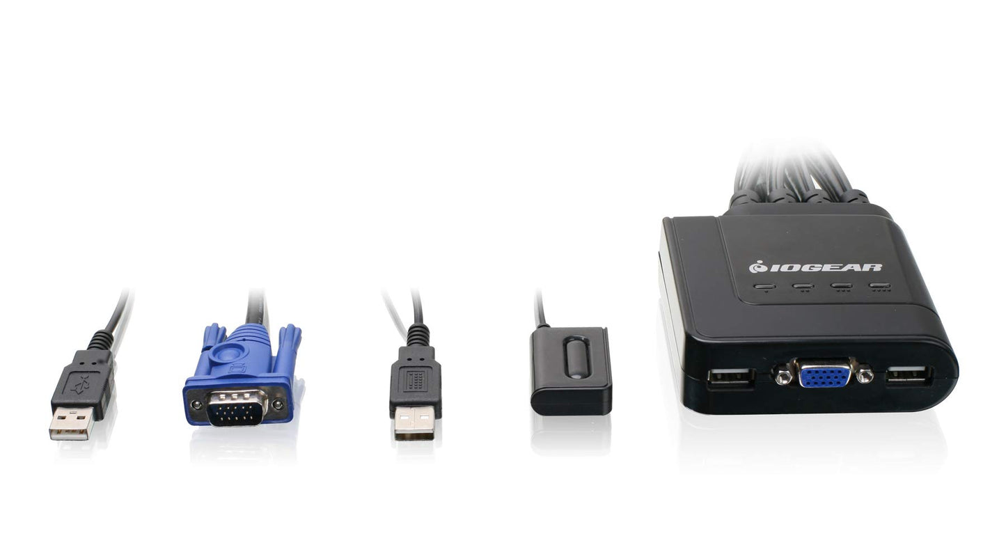 IOGEAR 2-Port USB HDMI Cabled KVM Switch - 1920 x 1200 60Hz - Hotkey or Remote Button Switch - 2.1 Stereo - USB 2.0 Mouse Port Can Be Used As USB Hub and USB Peripheral Sharing - Mac / Win - GCS62HU