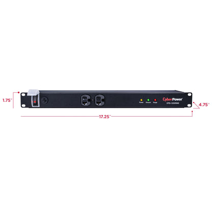 CyberPower CPS1215RMS Surge Protector, 120V/15A, 12 Outlets, 15 ft Power Cord, 1U Rackmount