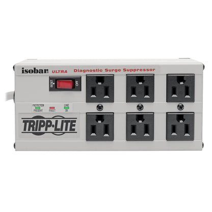 Tripp Lite ISOBAR6ULTRA Isobar 6 Outlet Heavy Duty Power Strip Surge Protector, 3330 Joules, 6ft Cord, Flat Plug, Metal Power Strip, Industrial Garage Work Shop Bench, Under Desk and Wall Mountable