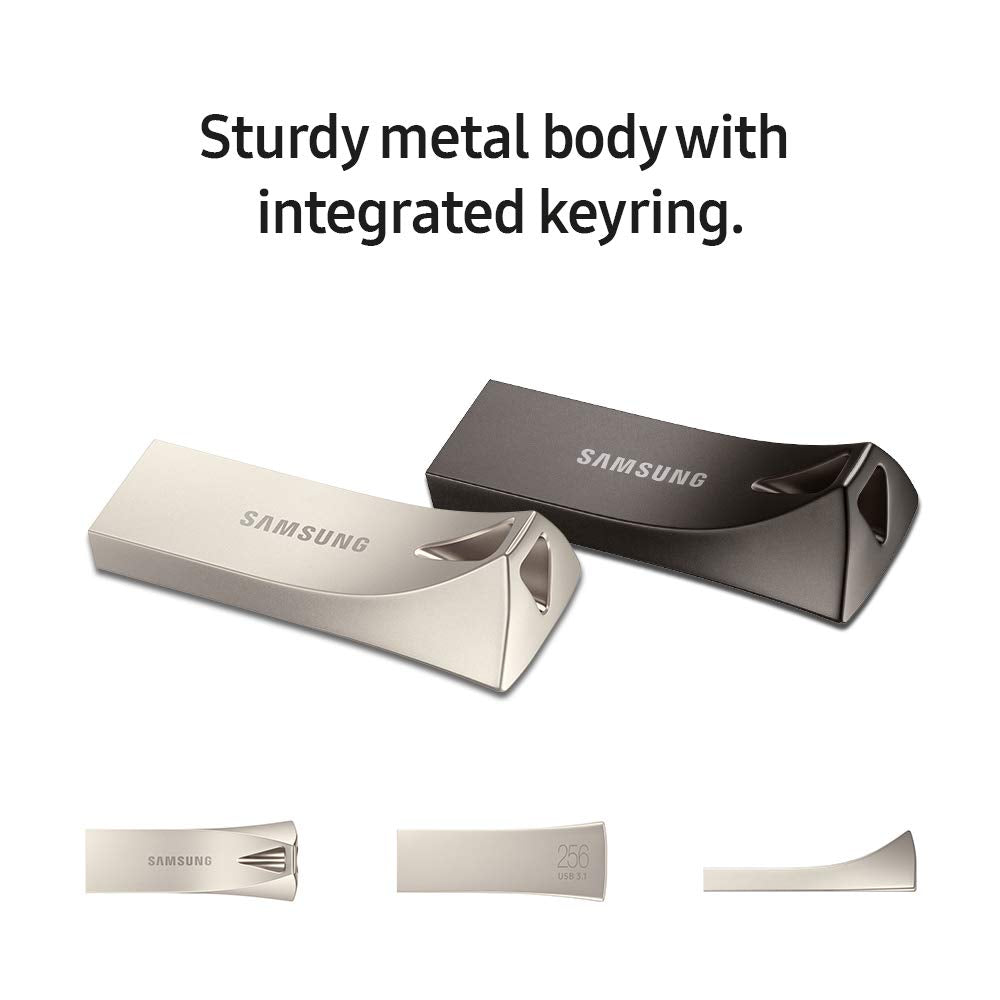 SAMSUNG BAR Plus 3.1 USB Flash Drive, 128GB, 400MB/s, Rugged Metal Casing, Storage Expansion for Photos, Videos, Music, Files, MUF-128BE4/AM, Titan Grey