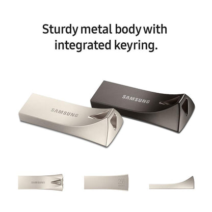 SAMSUNG BAR Plus 3.1 USB Flash Drive, 128GB, 400MB/s, Rugged Metal Casing, Storage Expansion for Photos, Videos, Music, Files, MUF-128BE4/AM, Titan Grey