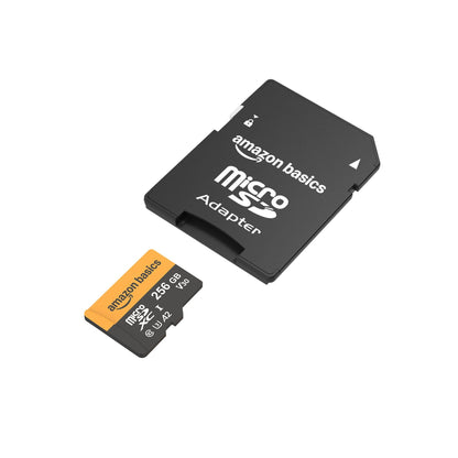 Amazon Basics 128GB microSDXC Memory Card with Adapter for Smartphones, Drones, Cameras, Full HD, Read Speed Up to 200MB/s, 1-Pack