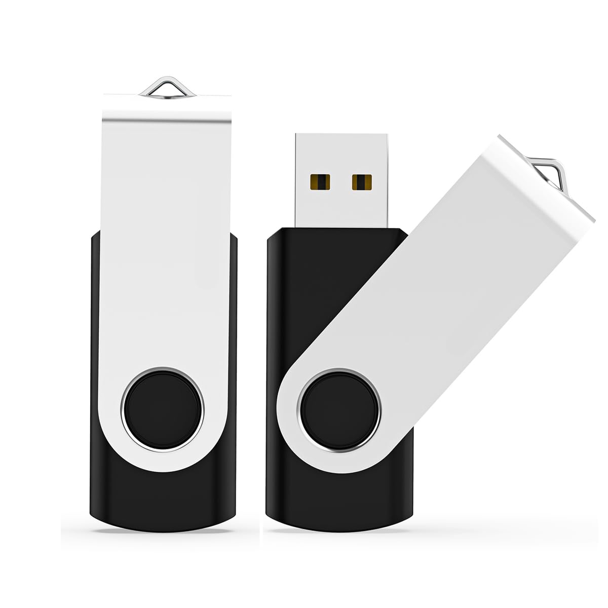 2 Pack 64GB USB Flash Drive USB 2.0 Thumb Drives Jump Drive Fold Storage Memory Stick Swivel Design - Black