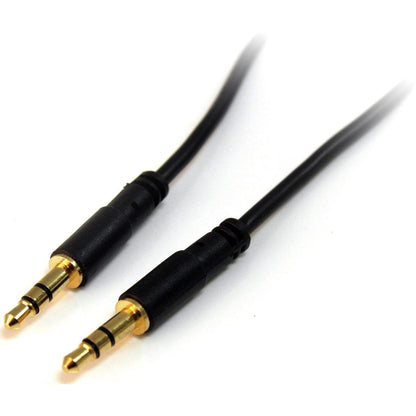 StarTech.com 15 ft. (4.6 m) 3.5mm Audio Cable - 3.5mm Slim Audio Cable - Gold Plated Connectors - Male/Male - Aux Cable (MU15MMS), Black