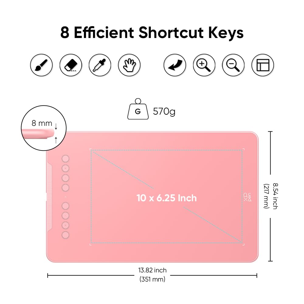 XPPen Updated Deco 01 V3 Drawing Tablet-16384 Levels of Pressure Battery-Free Stylus, 10x6 Inch OSU Graphic Tablet, 8 Hotkeys for Digital Art, Teaching, Gaming Drawing Pad for Chrome, PC, Mac, Android