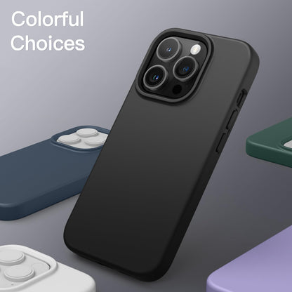 JETech Silicone Case for iPhone 13 6.1-Inch, Silky-Soft Touch Full-Body Protective Phone Case, Shockproof Cover with Microfiber Lining (Black)