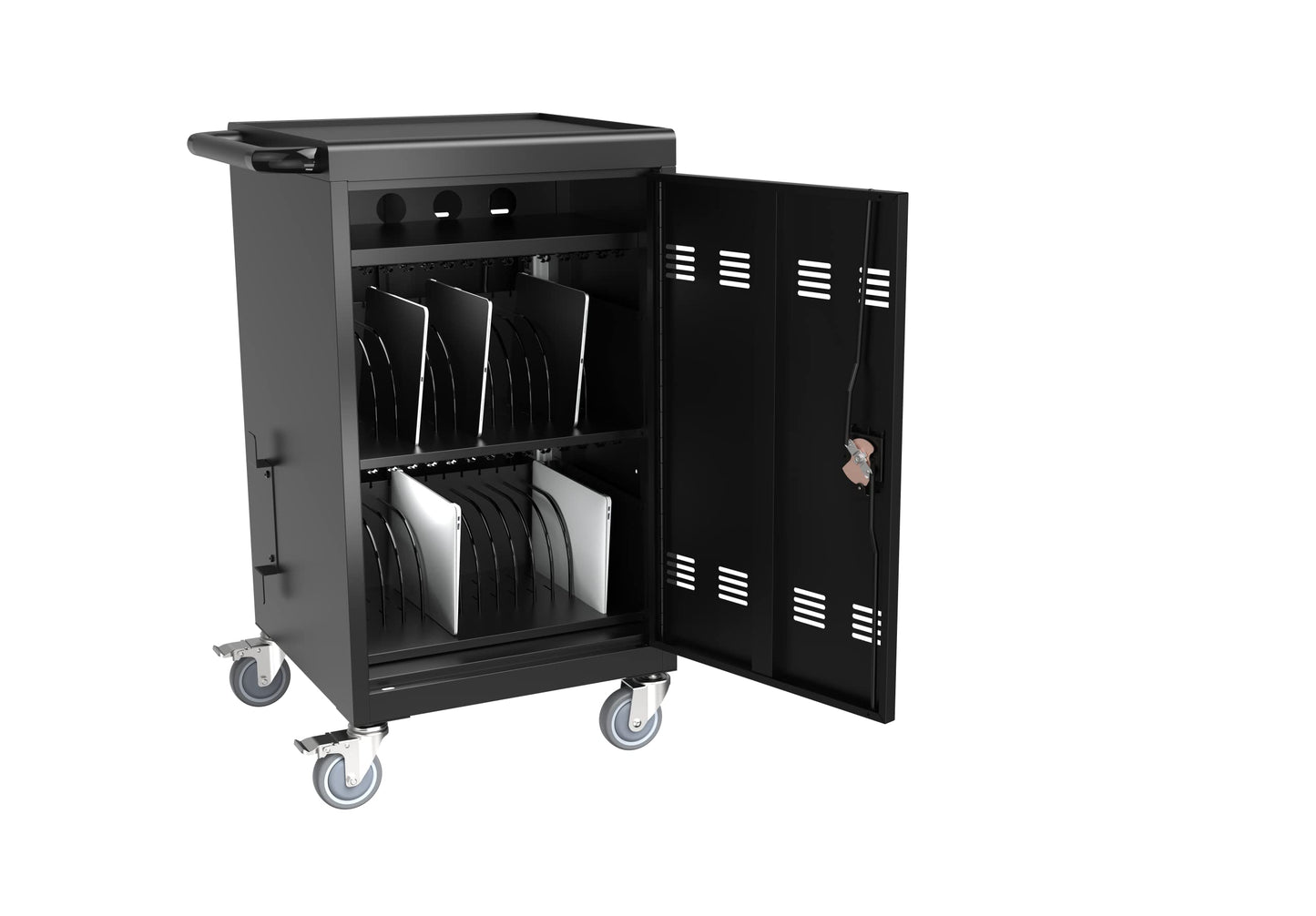 16 Devices Mobile Charging Cart for Laptop Up to 16.3-inch Screen, Charging Station and Tablet Storage Cart for iPad, Chromebooks with Cord Organizer, Black