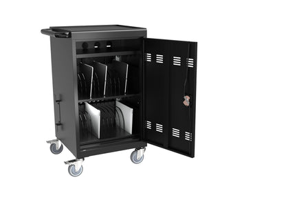 16 Devices Mobile Charging Cart for Laptop Up to 16.3-inch Screen, Charging Station and Tablet Storage Cart for iPad, Chromebooks with Cord Organizer, Black