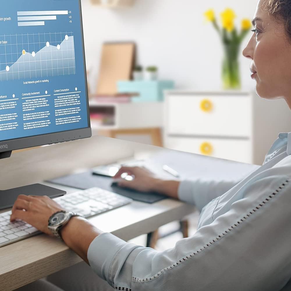 BenQ GW2480 Computer Monitor 24" FHD 1920x1080p | IPS | Eye-Care Tech | Low Blue Light | Anti-Glare | Adaptive Brightness | Tilt Screen | Built-in Speakers | DisplayPort | HDMI | VGA,Black