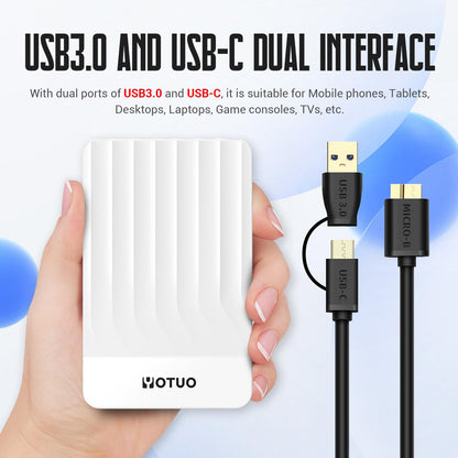 YOTUO 500GB External Hard Drive, Portable Storage Expansion HDD, USB 3.0 & USB-C for PC, Mac, Desktop, Laptop, Smartphone, PS4, Xbox One, Xbox 360, Office & Game Black