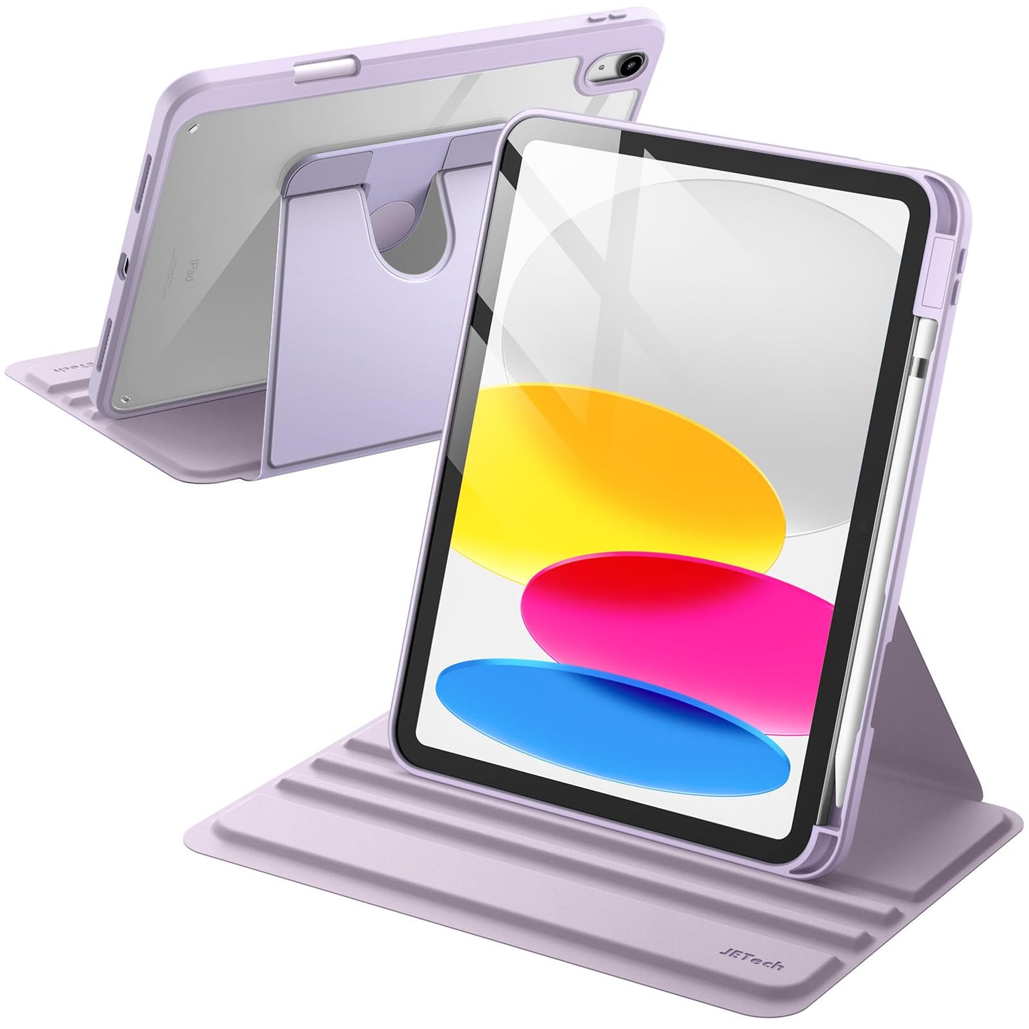 JETech Rotating Case for iPad (A16) 11th/10th Generation (2025/2022) with Pencil Holder, 360 Degree Rotation Protective Stand Cover Clear Back, Auto Wake/Sleep (Navy)