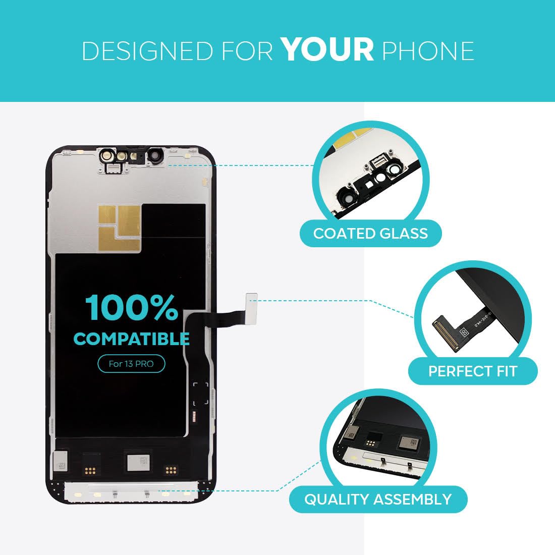 Compatible with iPhone XR Premium LCD Screen Replacement 6.1 inch (Model A1984, A2105, A2106, A2108) High Resolution Display digitizer Assembly Touch Screen