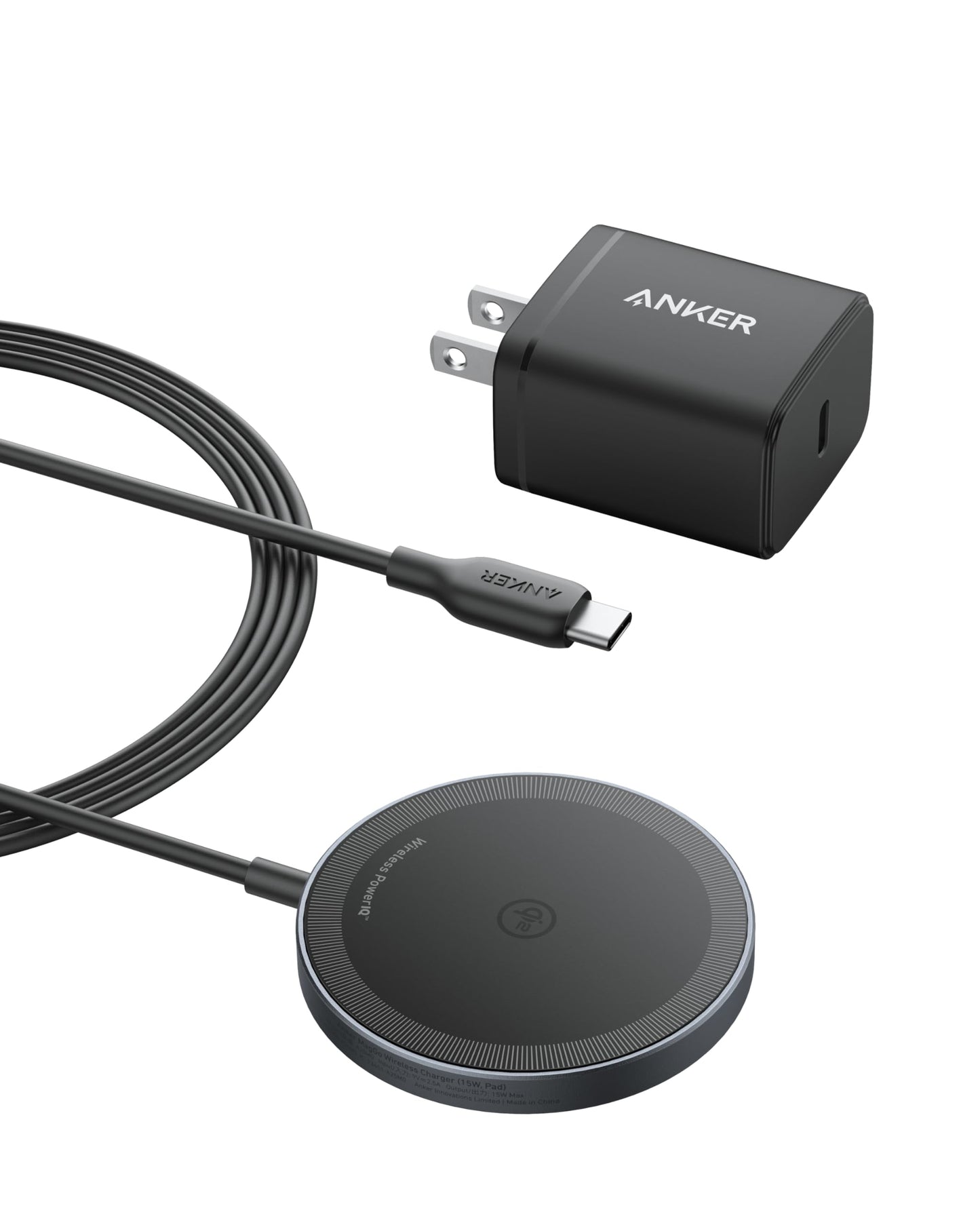 Anker MagSafe Charger Pad Compatible, MagGo iPhone 16 Wireless Charging Pad, Qi2 Certified 15W Wireless Charger for iPhone 16/16 Plus/16 Pro/16 Pro Max/15/14/13/12 Series (White, No Adapter)
