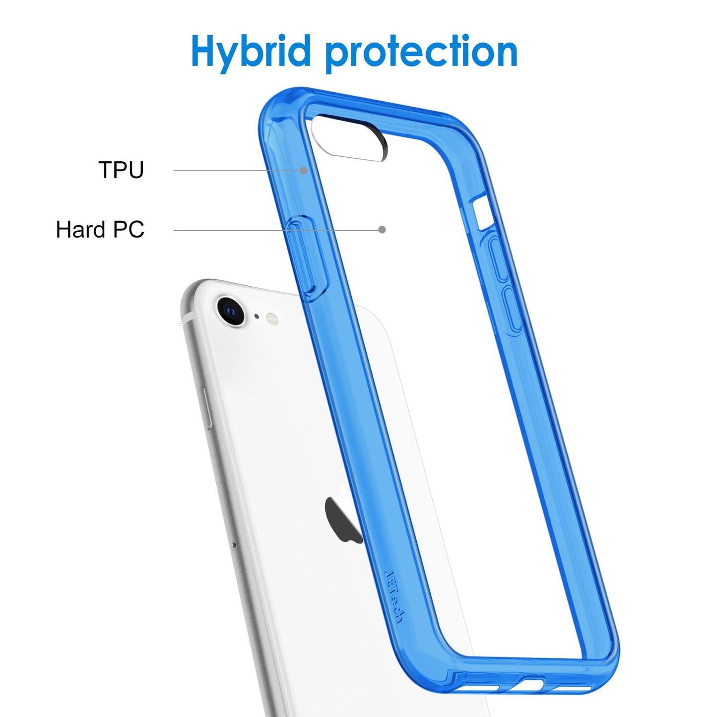 JETech Case for iPhone SE 3/2 (2022/2020 Edition), iPhone 8 and iPhone 7, 4.7-Inch, Non-Yellowing Shockproof Phone Bumper Cover, Anti-Scratch Clear Back (Clear)
