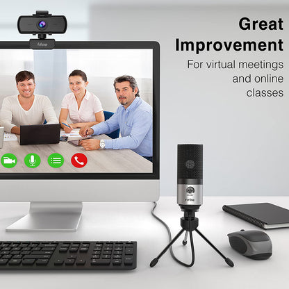 FIFINE USB Microphone, Metal Condenser Recording Microphone for MAC OS, Windows, Cardioid Laptop Mic for Recording Vocals, Voice Overs, Streaming, Meeting and YouTube Videos-K669B