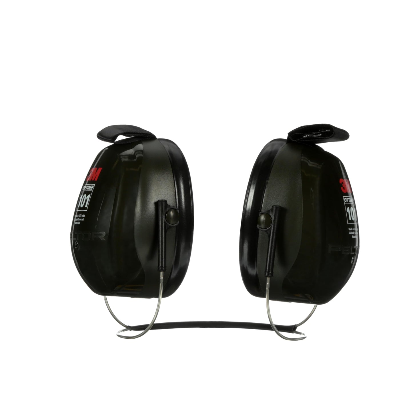 3M PELTOR Hearing Protection Optime 101 Earmuffs, Over the Head, H7A, 25 dB NRR, Adjustable Earcups, E-A-Rfit Compatible, Stainless Steel, Pack of 1, Black/Red