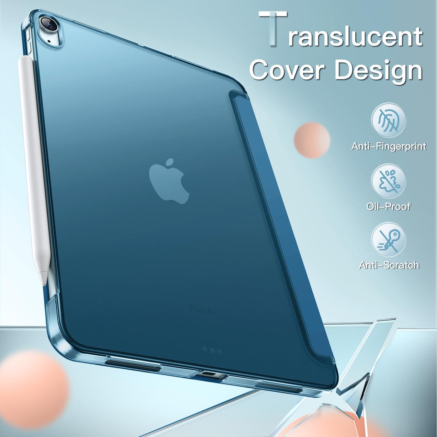 JETech Case ONLY for iPad Air 11-Inch M4/M3/M2 (2026/2025/2024), iPad Air 5/4 (2022/2020 5th/4th Generation 10.9-Inch), Slim Stand Hard Back Shell Cover with Auto Wake/Sleep (Starlight)