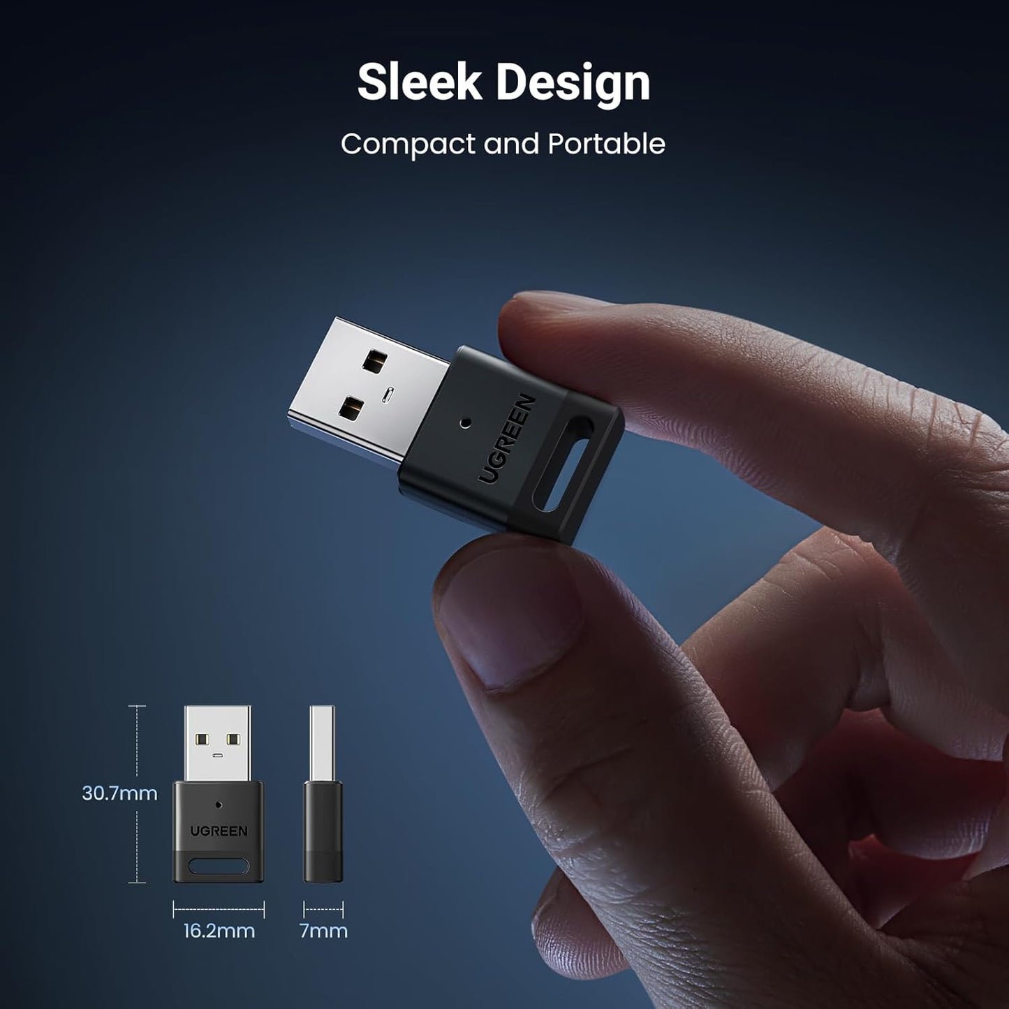 UGREEN USB Bluetooth 5.3 Adapter for PC, Plug & Play for Windows 11/10/8.1, Bluetooth Receiver & Transmitter for Keyboard/Mouse/Headphone/Speakers/Printer