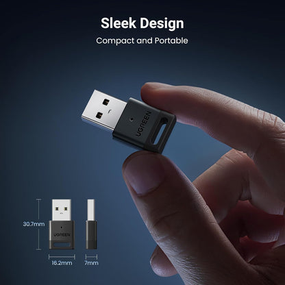UGREEN USB Bluetooth 5.3 Adapter for PC, Plug & Play for Windows 11/10/8.1, Bluetooth Receiver & Transmitter for Keyboard/Mouse/Headphone/Speakers/Printer