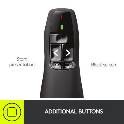 Logitech Wireless Presenter R800, PowerPoint Clicker with Green Laser Pointer, Wireless Presentation Clicker Remote