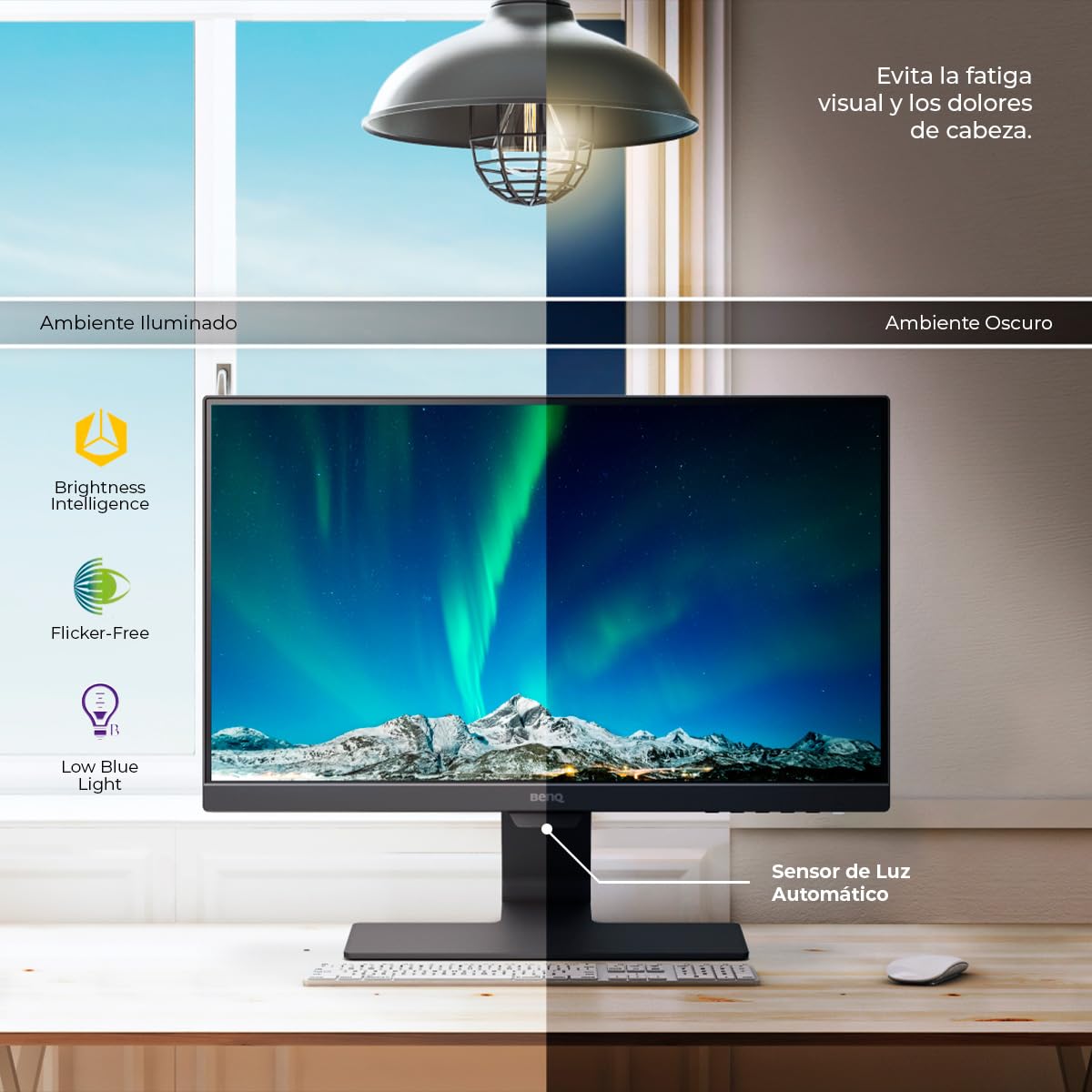 BenQ GW2480 Computer Monitor 24" FHD 1920x1080p | IPS | Eye-Care Tech | Low Blue Light | Anti-Glare | Adaptive Brightness | Tilt Screen | Built-in Speakers | DisplayPort | HDMI | VGA,Black