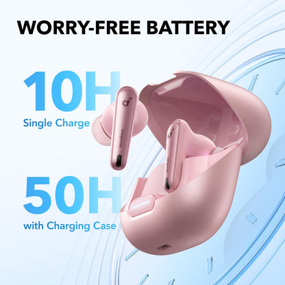 Soundcore by Anker Liberty 4 NC Wireless Noise Cancelling Earbuds, 98.5% Noise Reduction, Adaptive Noise Cancelling to Ears and Environment, Hi-Res Sound, 50H Battery, Wireless Charging (Renewed)