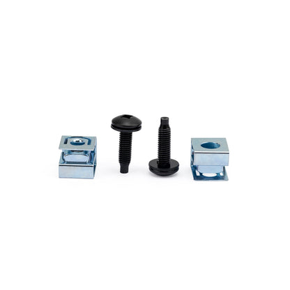 StarTech 50-Pack 10-32 19mm Screws and Square Hole Clip Nuts for 19" or 10" Server Racks, Cabinets and Enclosures, Black and Silver - TAA