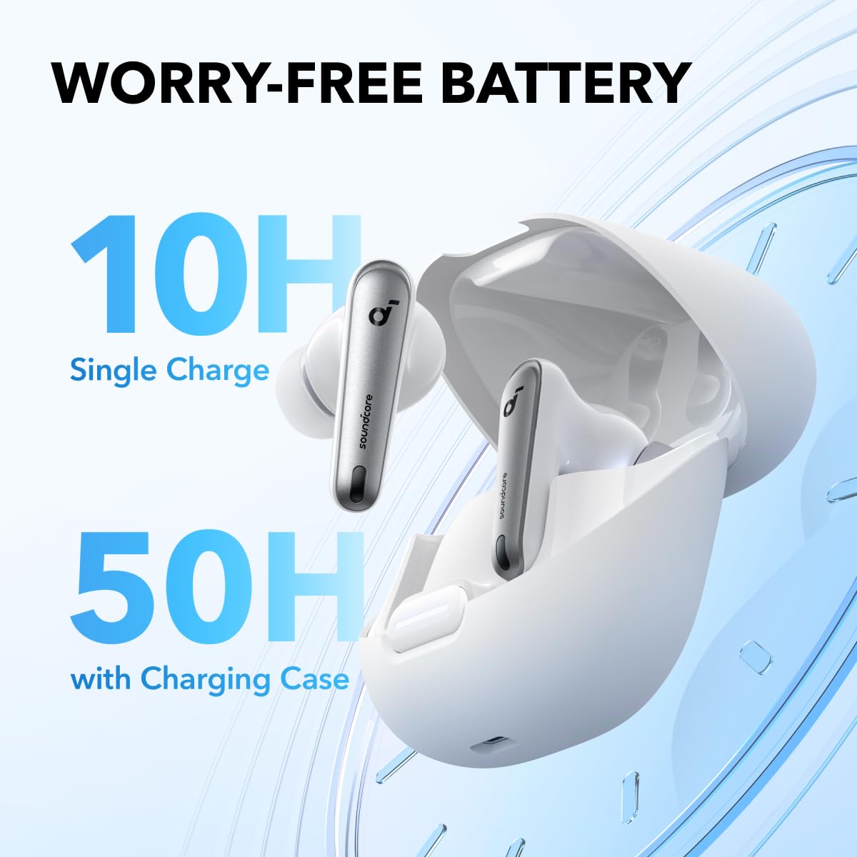 Soundcore by Anker Liberty 4 NC Wireless Noise Cancelling Earbuds, 98.5% Noise Reduction, Adaptive Noise Cancelling to Ears and Environment, Hi-Res Sound, 50H Battery, Wireless Charging (Renewed)