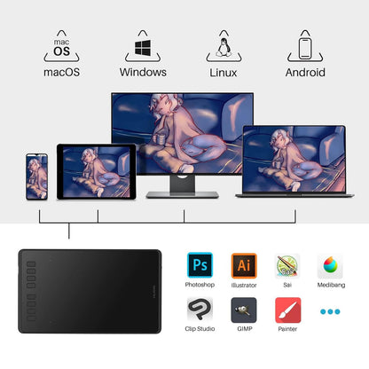 HUION Inspiroy H640P Drawing Tablet, 6x4 inch Digital Art with Battery-Free Stylus, 8192 Pen Pressure, 6 Hot Keys, Graphics Tablet for Drawing, Writing, Design, Teaching, Work with Mac, PC & Mobile