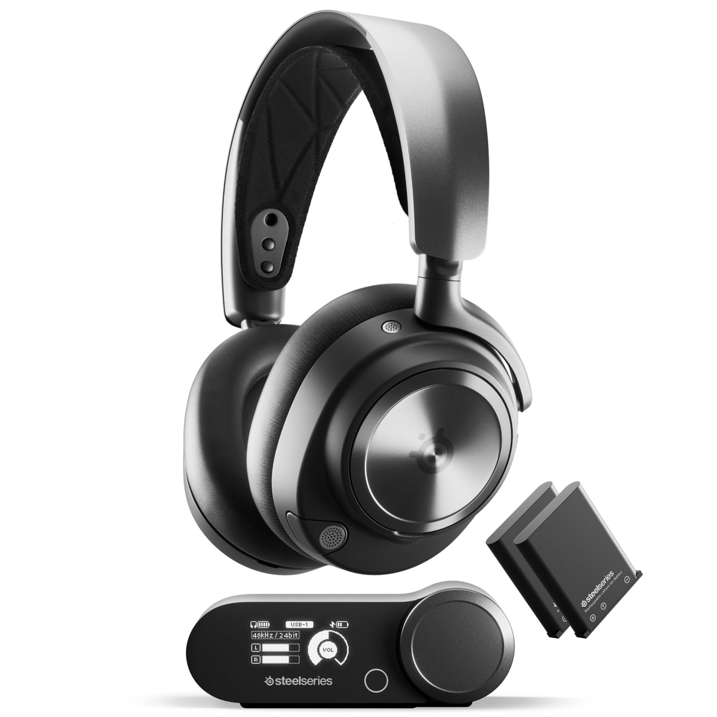 SteelSeries Arctis Nova Pro Wireless Multi-System Gaming Headset - Premium Hi-Fi Drivers - Active Noise Cancellation - Infinity Power System - ClearCast Gen 2 Mic - PC, PS5, PS4, Switch, Mobile