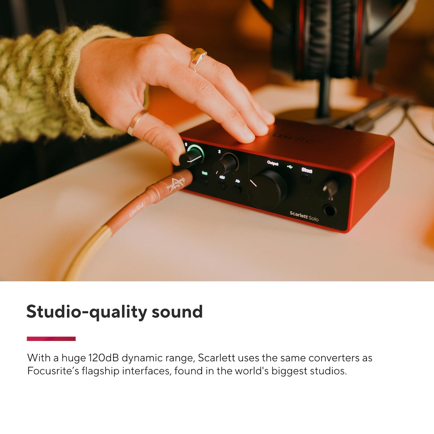 Focusrite Scarlett Solo 4th Gen USB Audio Interface, for the Guitarist, Vocalist, or Producer — High-Fidelity, Studio Quality Recording, and All the Software You Need to Record