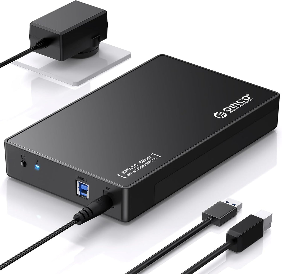 ORICO USB 3.0 External Hard Drive Enclosure for 3.5/2.5 Inch SATA Hard Drives/SSD Up to 20 TB, 3.5'' Tool-Free HDD Enclosure with 12V/2A Power Supply and UASP Acceleration (3588US3)
