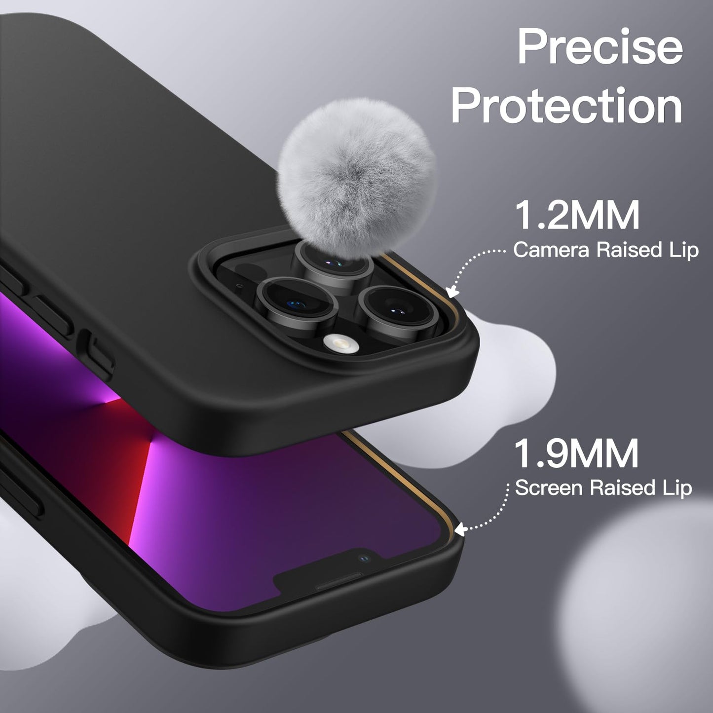 JETech Silicone Case for iPhone 13 6.1-Inch, Silky-Soft Touch Full-Body Protective Phone Case, Shockproof Cover with Microfiber Lining (Black)