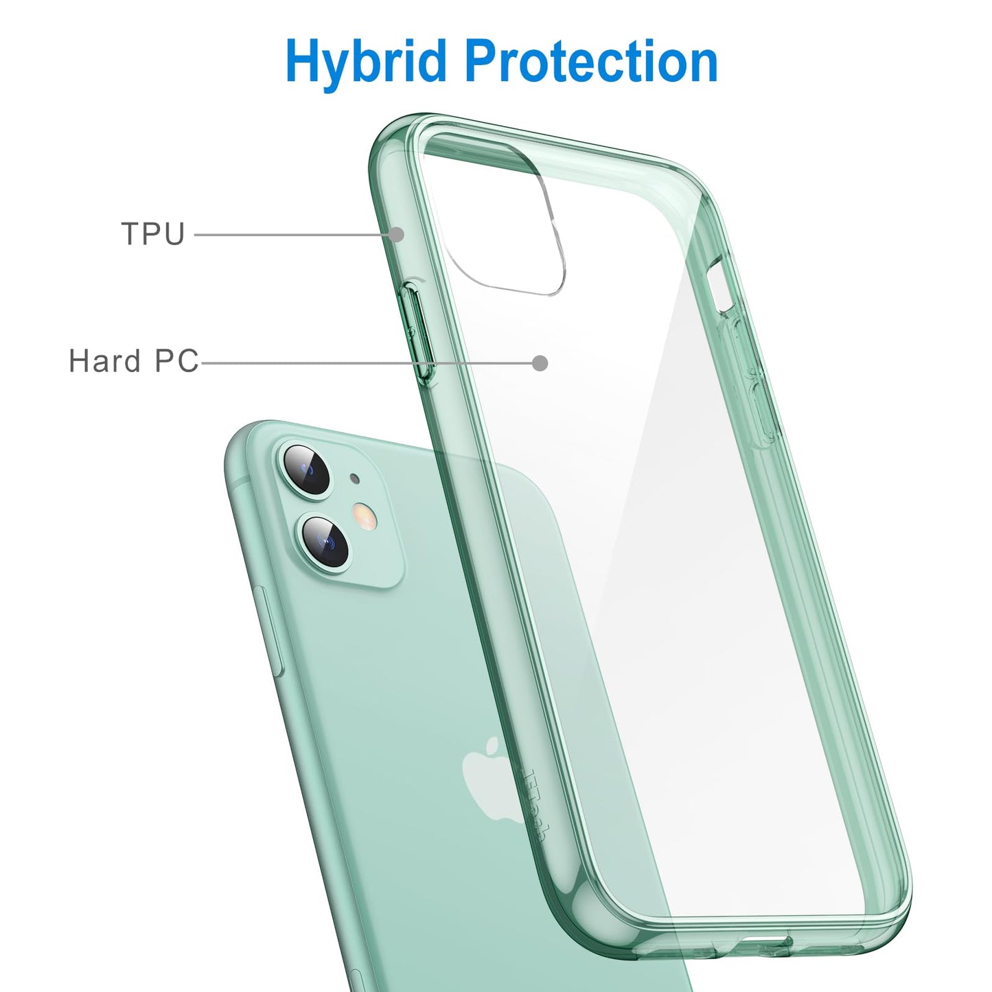 JETech Case for iPhone 11 6.1-Inch, Non-Yellowing Shockproof Phone Bumper Cover, Anti-Scratch Clear Back (Clear)