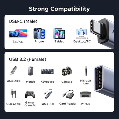 UGREEN USB C to USB Adapter 4 Pack, 10Gbps USBC Male to USB 3.2 Female Adapter, Type C USB C Adapter for MacBook Pro,iMac,iPhone 17 16 15 Pro Max,iPad Pro, Thunderbolt 4, Samsung,Space Gray