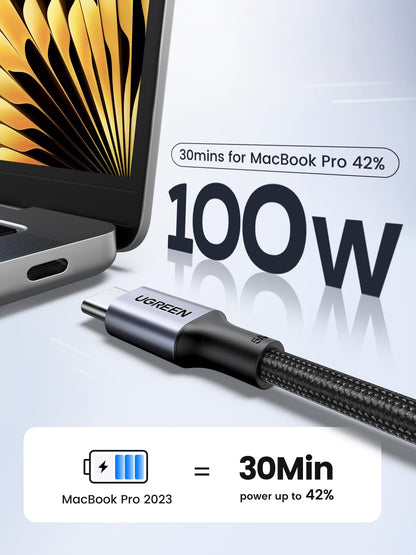 UGREEN USB C to USB C Cable, 100W 2-Pack USB C Charger Cable for iPhone 17/17 Air/17 Pro/17 Pro Max/16, MacBook Pro, iPad Pro, Dell XPS, Samsung Galaxy S25/S24/S23 Ultra, Switch, Pixel, 3.3FT Black