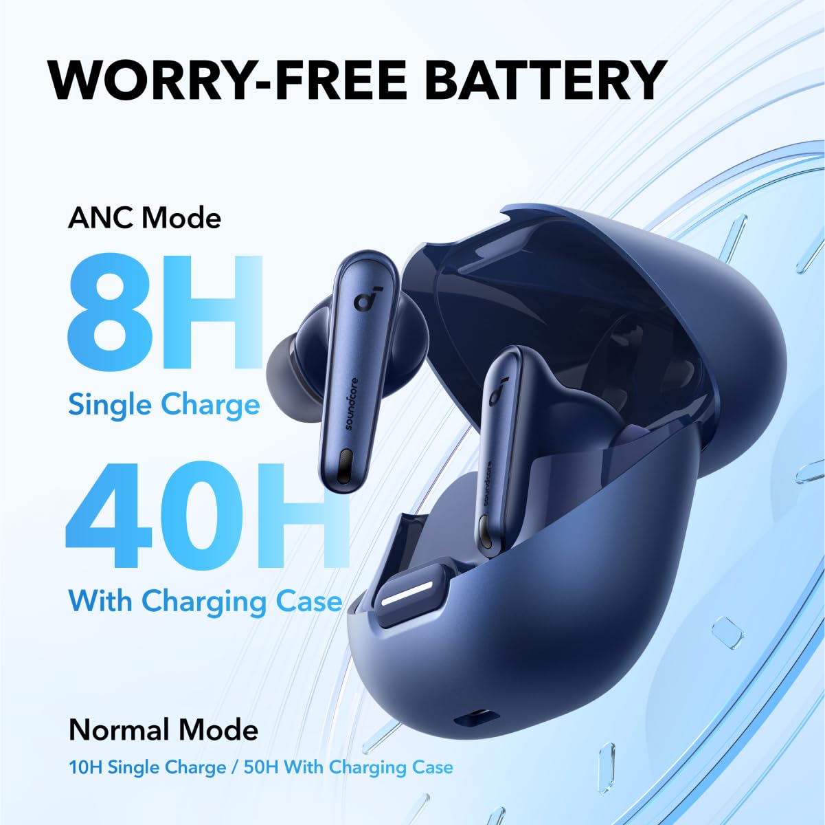Soundcore by Anker Liberty 4 NC Wireless Noise Cancelling Earbuds, 98.5% Noise Reduction, Adaptive Noise Cancelling to Ears and Environment, Hi-Res Sound, 50H Battery, Wireless Charging (Renewed)