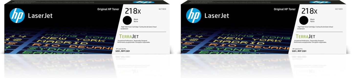 HP 218X High-Yield Toner Cartridge 4-Pack (Black, Cyan, Magenta, Yellow) | Compatible Color LaserJet Pro 3201 & MFP 3301 Series Printers | W2180XQ1 Combo Pack