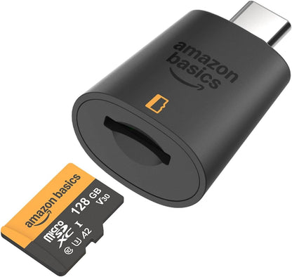 Amazon Basics 128GB microSDXC Memory Card with Adapter for Smartphones, Drones, Cameras, Full HD, Read Speed Up to 200MB/s, 1-Pack
