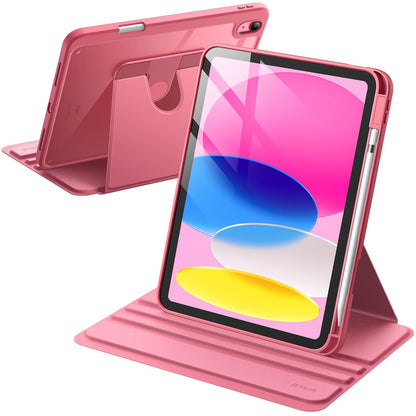 JETech Rotating Case for iPad (A16) 11th/10th Generation (2025/2022) with Pencil Holder, 360 Degree Rotation Protective Stand Cover Clear Back, Auto Wake/Sleep (Navy)